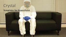  Presentation with clothing - Slides having quarantine-professional-in-protective-clothing background and a mint green colored foreground