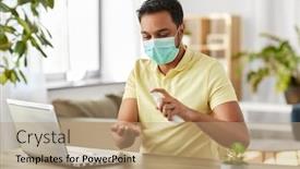  Presentation with computer virus - Audience pleasing slides consisting of quarantine-remote-job-and-pandemic backdrop and a coral colored foreground