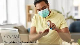  Presentation with computer virus - Beautiful slide set featuring quarantine-remote-job-and-pandemic backdrop and a coral colored foreground