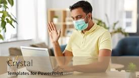  Presentation with medical video - Slide deck enhanced with quarantine-remote-job-and-pandemic background and a coral colored foreground