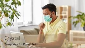  Presentation with computer virus - Amazing PPT theme having quarantine-remote-job-and-pandemic backdrop and a coral colored foreground