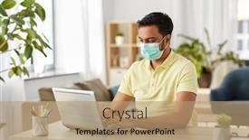  Presentation with medical face mask - Cool new theme with quarantine-remote-job-and-pandemic backdrop and a coral colored foreground