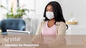  Presentation with computer virus - Presentation theme featuring quarantine-remote-job-and-pandemic background and a coral colored foreground