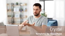  Presentation with remote working - Presentation theme enhanced with quarantine-remote-job-and-pandemic background and a coral colored foreground