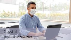  Presentation with computer virus - Presentation theme having quarantine-remote-job-and-pandemic background and a light blue colored foreground