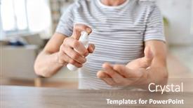  Presentation with hand sanitizer - Theme enhanced with quarantine-remote-job-and-pandemic background and a coral colored foreground