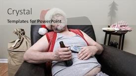  Presentation with santa claus and reindeers - Presentation theme consisting of quarantine-santa-claus-sleeping background and a light gray colored foreground