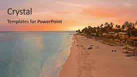  Presentation with island sunset - Slide deck consisting of quard copter - aerial from druif beach background and a coral colored foreground