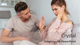  Presentation with side by side - Cool new PPT theme with quarrel - side view of attentive man backdrop and a coral colored foreground