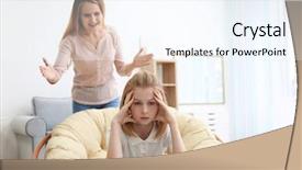  Presentation with effective communication between the team - Colorful slide deck enhanced with quarrel between mother and daughter backdrop and a sky blue colored foreground