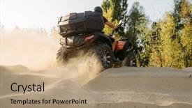  Presentation with atv - Slide deck featuring sand quarry dust clouds quad background and a coral colored foreground