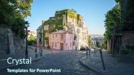  Presentation with paris france - Cool new presentation theme with quarter-montmartre-in-paris-france backdrop and a ocean colored foreground
