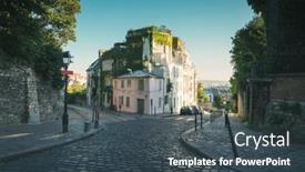  Presentation with quarter - Presentation theme having quarter-montmartre-in-paris-france background and a ocean colored foreground