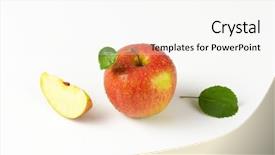  Presentation with quarter - Cool new theme with quarter of an apple next to a whole apple backdrop and a white colored foreground
