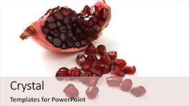  Presentation with quarter - Cool new PPT theme with quarter-of-dark-ruby-pomegranat backdrop and a soft green colored foreground