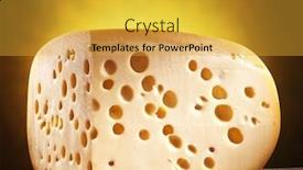  Presentation with quarter - Presentation theme with quarter of emmental cheese head on wooden table background and a gold colored foreground