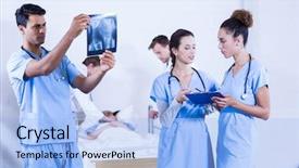  Presentation with quarter - Presentation design with quarter report - doctor examining an x-ray background and a light blue colored foreground