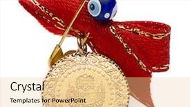  Presentation with quarter - Audience pleasing PPT theme consisting of lira - quarter turkish gold coin front backdrop and a lemonade colored foreground