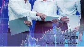  Presentation with shares - Slides enhanced with business people holding files discussing over tablet against stocks and shares background and a teal colored foreground