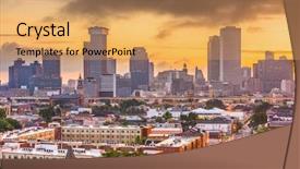  Presentation with new orleans - Audience pleasing PPT theme consisting of cajun - new orleans louisiana usa downtown backdrop and a yellow colored foreground