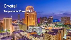  Presentation with new orleans - Audience pleasing slide set consisting of orleans louisiana usa downtown cbd backdrop and a royal blue colored foreground