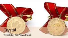  Presentation with quarter - PPT theme with traditional econimes - quarter turkish gold lira both background and a lemonade colored foreground