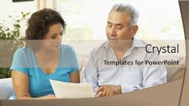  Presentation with senior couple - PPT theme having senior couple studying financial document at home background and a soft green colored foreground