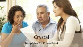  Presentation with senior couple - Slides with senior couple with financial advisor at home background and a lemonade colored foreground