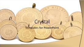 Presentation with gold coins and jewelry - Presentation theme featuring traditional econimes - variety of turkish gold coins background and a blonde colored foreground