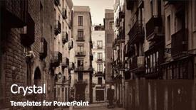  Presentation with gothic - Beautiful PPT theme featuring quarters - old buildings in gothic quarter backdrop and a tawny brown colored foreground