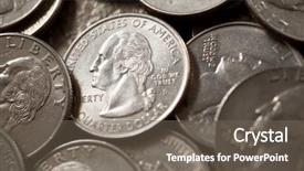  Presentation with quarter - Colorful slide set enhanced with quarters - quarter dollar coins backdrop and a gray colored foreground