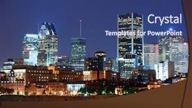  Presentation with city buildings - Amazing PPT theme having quebec - montreal over river at dusk backdrop and a ocean colored foreground