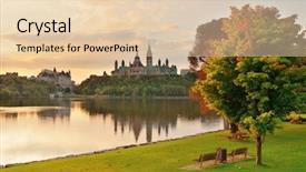  Presentation with morning sunrise - PPT layouts featuring quebec - ottawa city skyline at sunrise background and a lemonade colored foreground