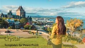  Presentation with destination - PPT theme consisting of quebec-city-canada-travel-destination background and a gold colored foreground