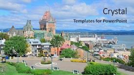  Presentation with historical buildings - Beautiful PPT layouts featuring quebec city cityscape panorama backdrop and a light blue colored foreground