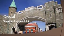  Presentation with city - Slides consisting of quebec city landmark fortress day background and a gray colored foreground