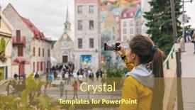  Presentation with tourist - Audience pleasing PPT theme consisting of quebec-city-old-town-woman backdrop and a tawny brown colored foreground