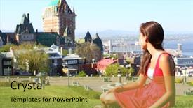  Presentation with red and gray - Audience pleasing PPT theme consisting of quebec city scape with chateau backdrop and a gold colored foreground