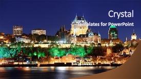  Presentation with dusk - Cool new slide set with quebec city skyline at dusk backdrop and a navy blue colored foreground