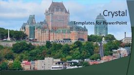  Presentation with skyline - Presentation design enhanced with quebec city skyline over river background and a light blue colored foreground