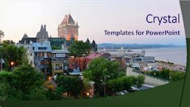  Presentation with hill - Presentation theme consisting of quebec city skyline panorama background and a sky blue colored foreground