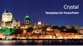  Presentation with dusk - Cool new slide deck with quebec city skyline panorama backdrop and a navy blue colored foreground