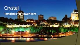 Presentation with dusk - Audience pleasing presentation design consisting of quebec city skyline panorama backdrop and a ocean colored foreground