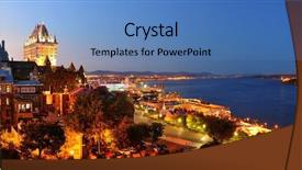  Presentation with skyline - Beautiful PPT theme featuring quebec city skyline panorama backdrop and a teal colored foreground