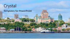  Presentation with skyline - Colorful slide set enhanced with quebec city skyline panorama backdrop and a light blue colored foreground