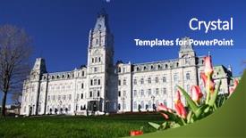  Presentation with parliament - Amazing PPT theme having quebec parliament building hotel du backdrop and a ocean colored foreground