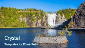  Presentation with falls - Presentation featuring quebec small picturesque artificial island background and a ocean colored foreground