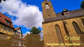  Presentation with city - Audience pleasing PPT layouts consisting of quedlinburg-city-chuch-in-harz backdrop and a tawny brown colored foreground