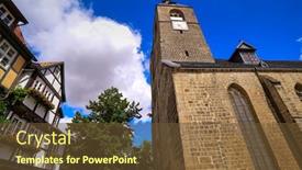  Presentation with city - Audience pleasing slide set consisting of quedlinburg-city-chuch-in-harz backdrop and a tawny brown colored foreground