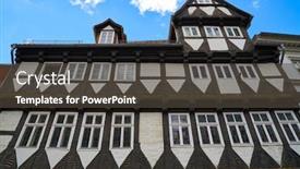  Presentation with city - Slide deck consisting of quedlinburg-city-facades-in-harz background and a dark gray colored foreground